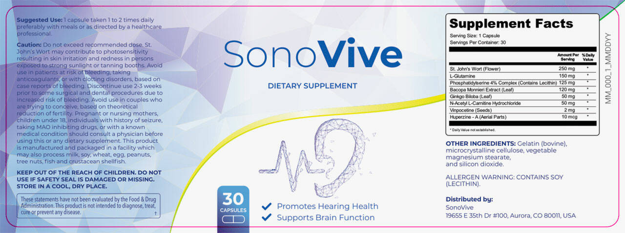 SonoVive Supplement Facts